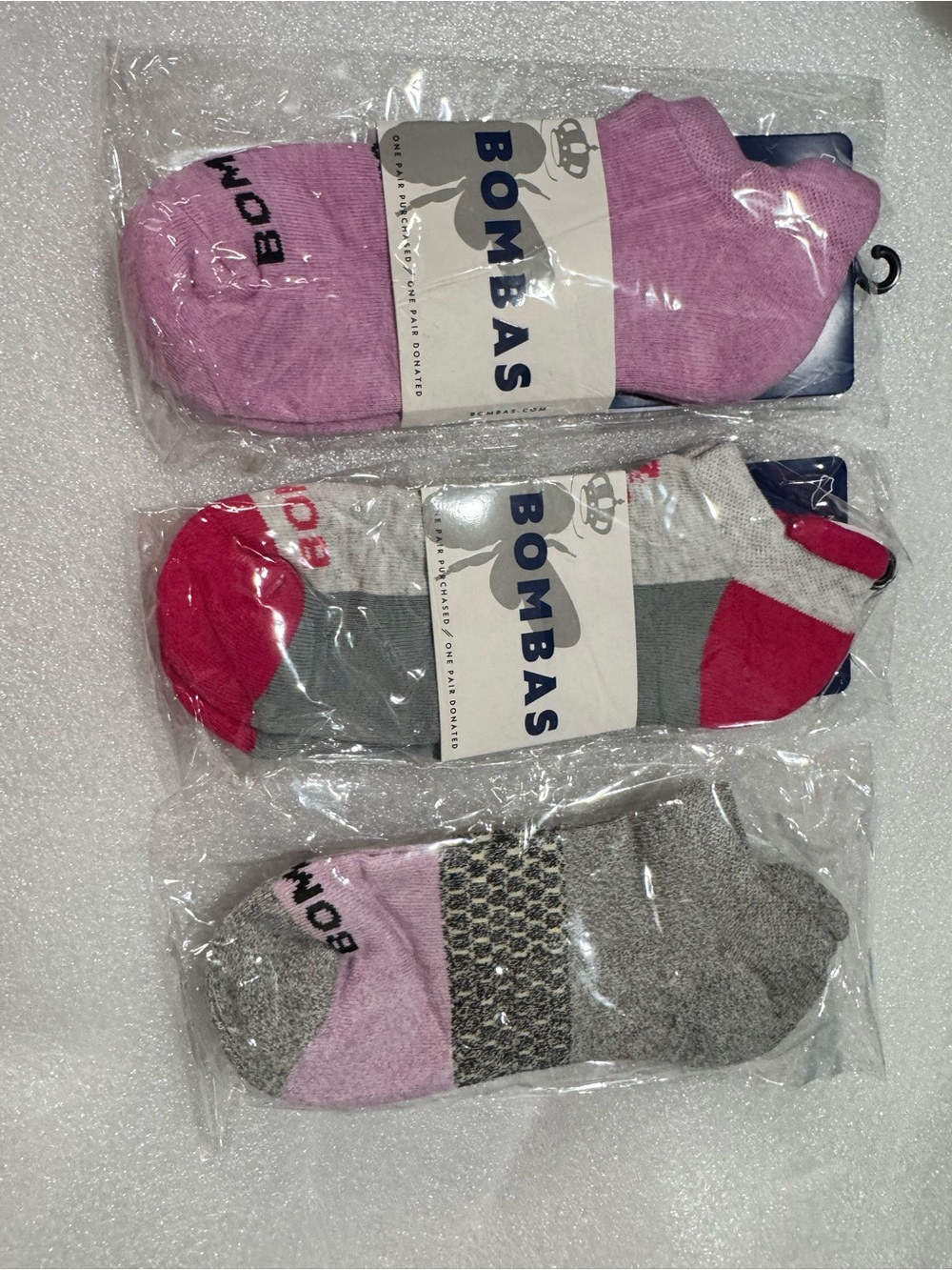 Bombas Women's Pink & Gray No-Show Sock 3-Pack